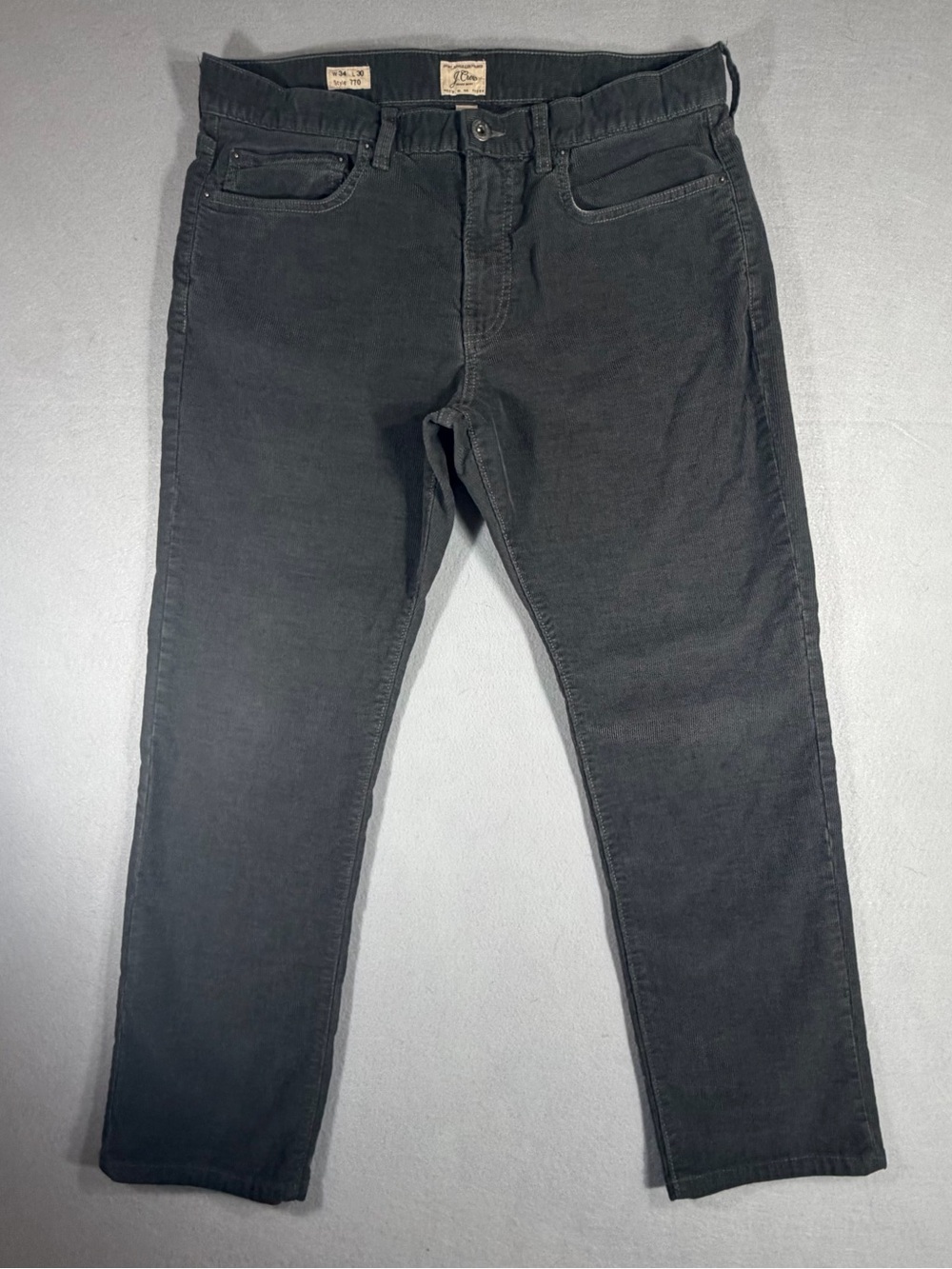 J. Crew #770 style menβs corduroy pants straight graphite grey 34x30